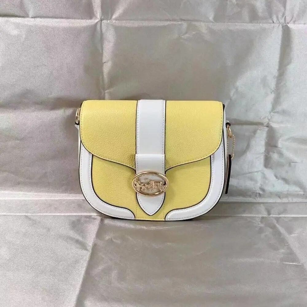 COACH C8296 GEORGIE SADDLE BAG IN COLORBLOCK GOLD/RETRO